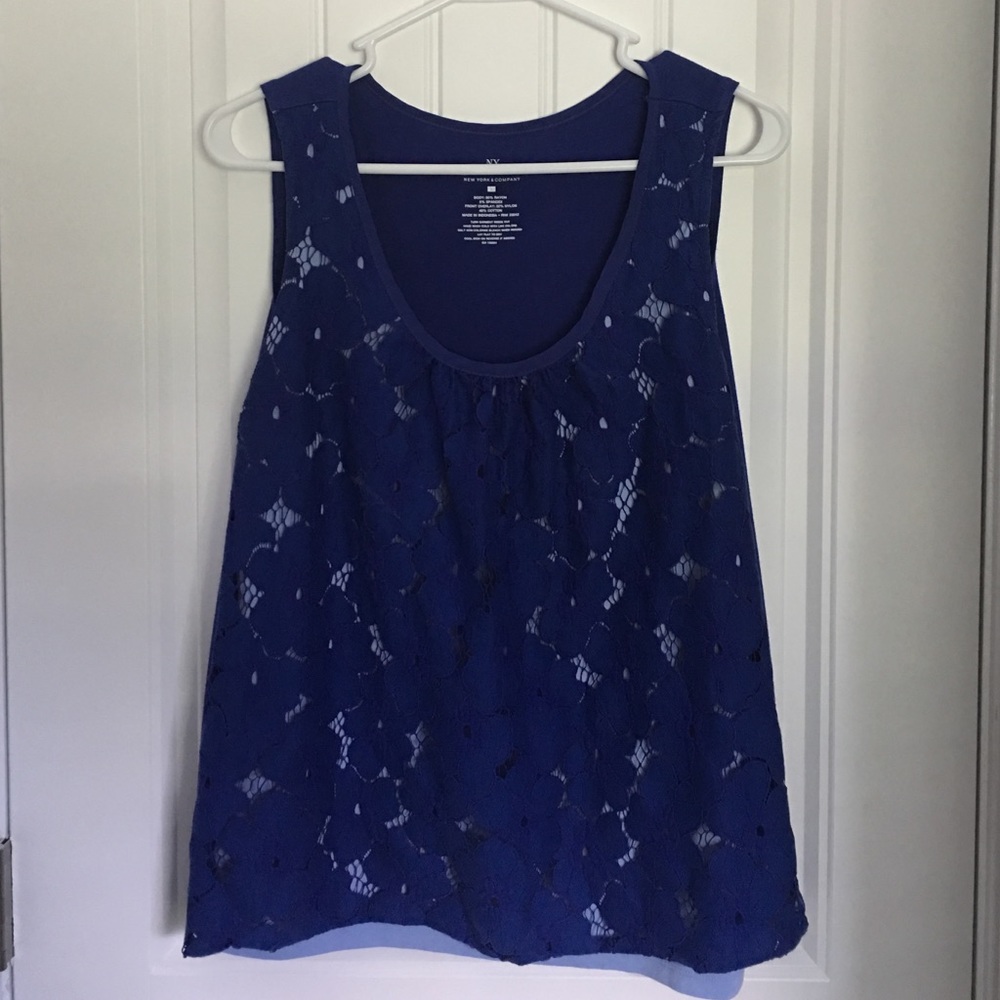Blue lace blouse size Large